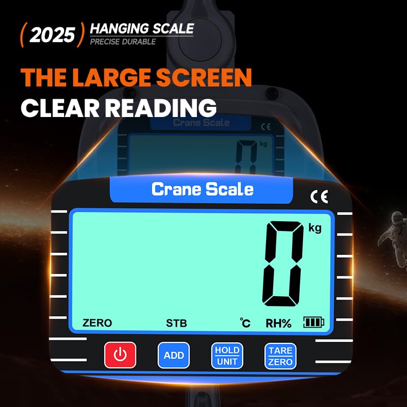 veco chajor Digital Crane Scale 6600 lbs/3000kg/3T Measurable Temperature and Humidity Industrial Heavy Duty Hanging Scale with Remote Control LCD Screen for Construction, Factory, Farm(Silver) - Image 4